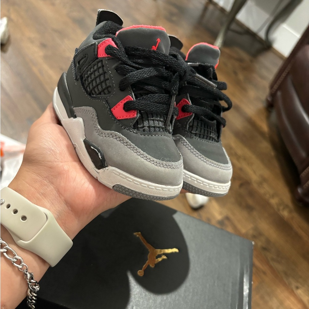 Jordan 4 Retro TD Black Red Gray Sneakers